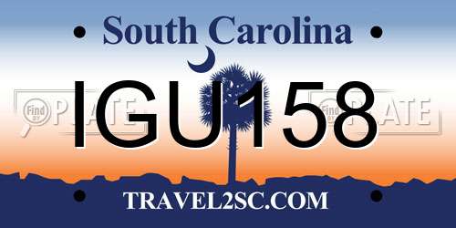 IGU158 South Carolina License Plate