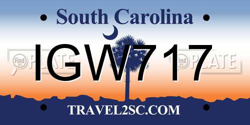 IGW717 South Carolina License Plate