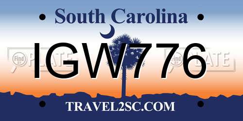 IGW776 South Carolina License Plate