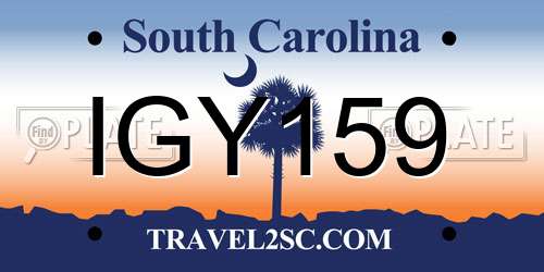 IGY159 South Carolina License Plate