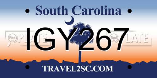 IGY267 South Carolina License Plate
