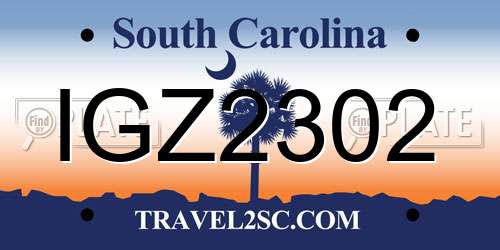 IGZ2302 South Carolina License Plate