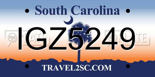 IGZ5249 South Carolina License Plate