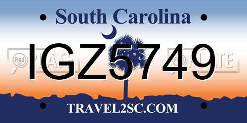 IGZ5749 South Carolina License Plate