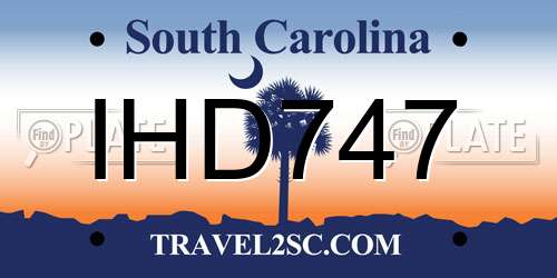 IHD747 South Carolina License Plate
