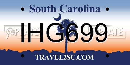 IHG699 South Carolina License Plate