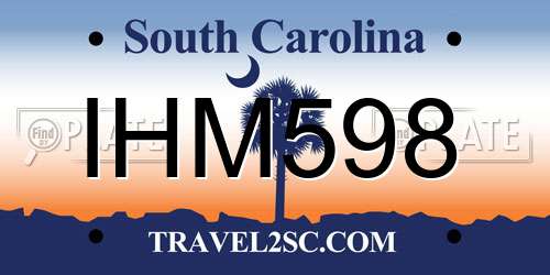 IHM598 South Carolina License Plate