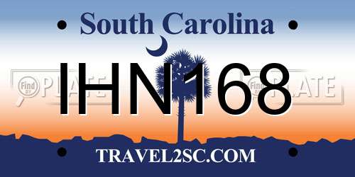 IHN168 South Carolina License Plate