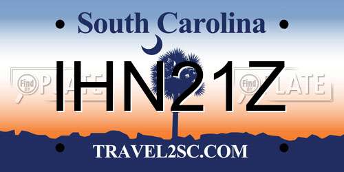 IHN21Z South Carolina License Plate