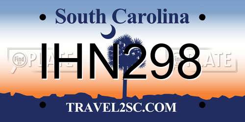 IHN298 South Carolina License Plate