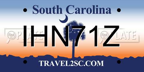IHN71Z South Carolina License Plate