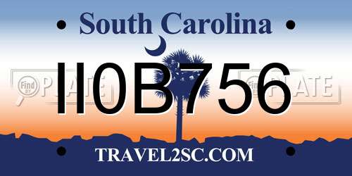 II0B756 South Carolina License Plate