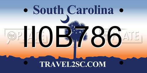 II0B786 South Carolina License Plate