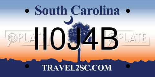 II0J4B South Carolina License Plate
