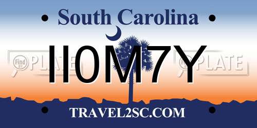 II0M7Y South Carolina License Plate