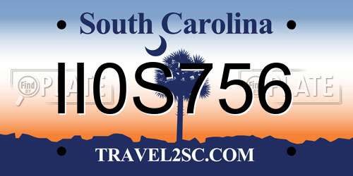 II0S756 South Carolina License Plate