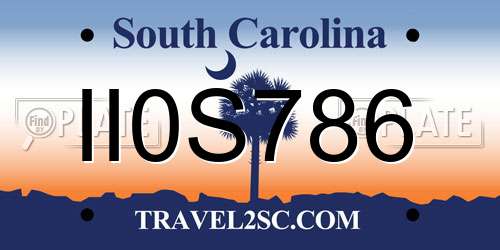 II0S786 South Carolina License Plate