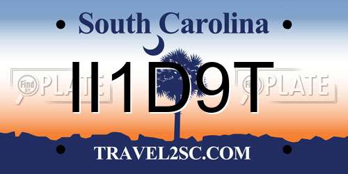 II1D9T South Carolina License Plate