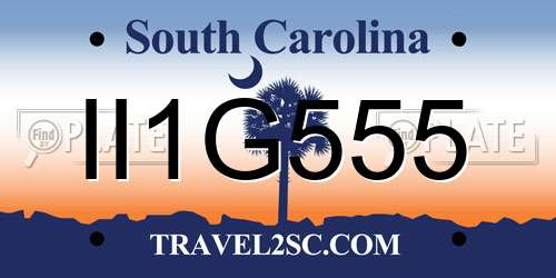 II1G555 South Carolina License Plate