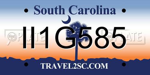 II1G585 South Carolina License Plate