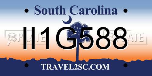 II1G588 South Carolina License Plate