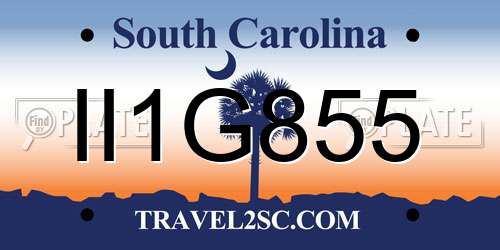 II1G855 South Carolina License Plate
