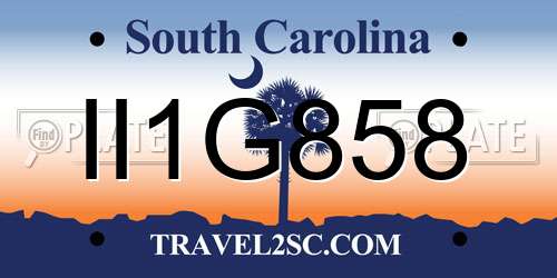 II1G858 South Carolina License Plate