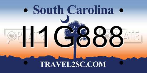 II1G888 South Carolina License Plate
