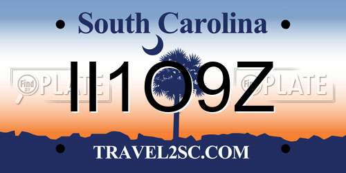 II1O9Z South Carolina License Plate