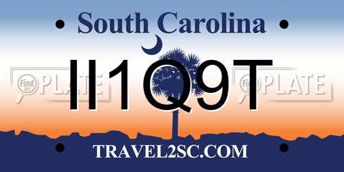 II1Q9T South Carolina License Plate