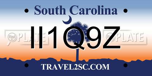 II1Q9Z South Carolina License Plate