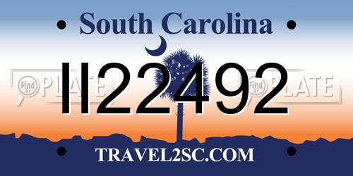 II22492 South Carolina License Plate