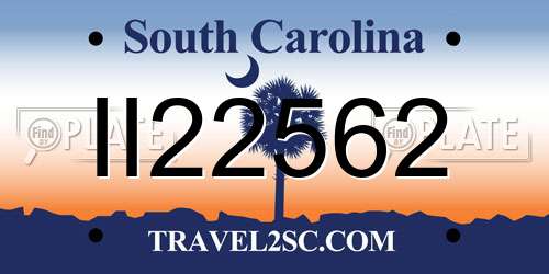 II22562 South Carolina License Plate