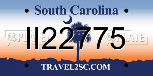 II22775 South Carolina License Plate