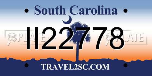 II22778 South Carolina License Plate