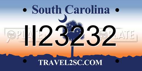 II23232 South Carolina License Plate