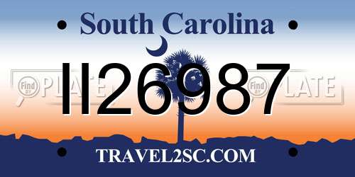 II26987 South Carolina License Plate