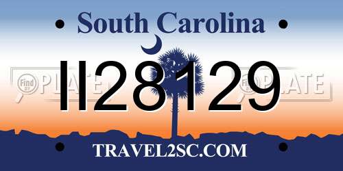 II28129 South Carolina License Plate