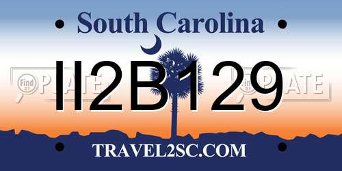 II2B129 South Carolina License Plate