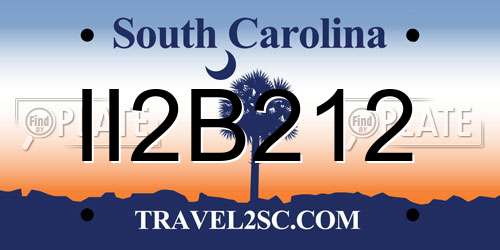 II2B212 South Carolina License Plate