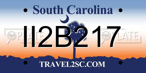 II2B217 South Carolina License Plate