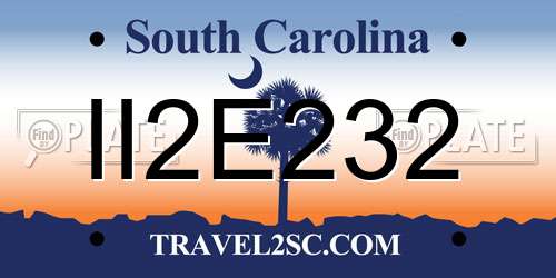 II2E232 South Carolina License Plate