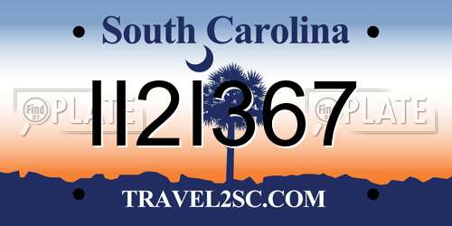 II2I367 South Carolina License Plate