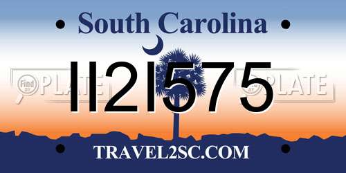 II2I575 South Carolina License Plate