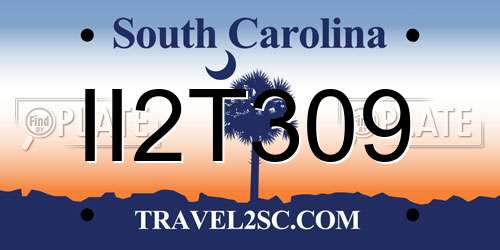 II2T309 South Carolina License Plate