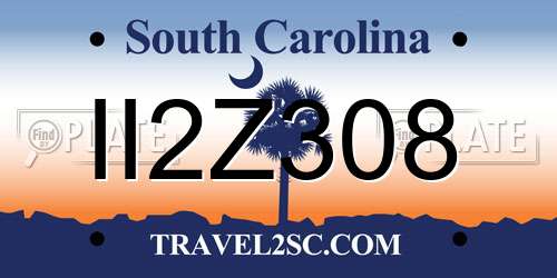II2Z308 South Carolina License Plate