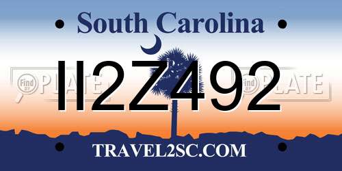 II2Z492 South Carolina License Plate