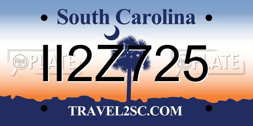 II2Z725 South Carolina License Plate
