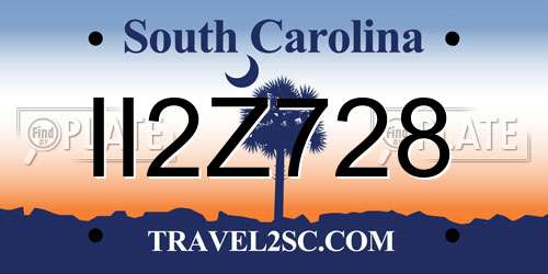 II2Z728 South Carolina License Plate