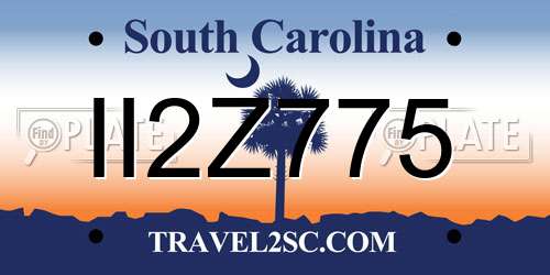 II2Z775 South Carolina License Plate